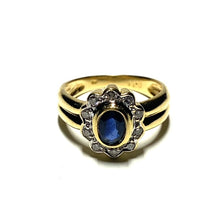 Load image into Gallery viewer, Secondhand Sapphire and Diamond Oval Cluster Ring
