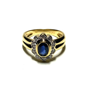 Secondhand Sapphire and Diamond Oval Cluster Ring