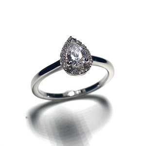Diamond Pear Cut Halo Ring 0.65ct