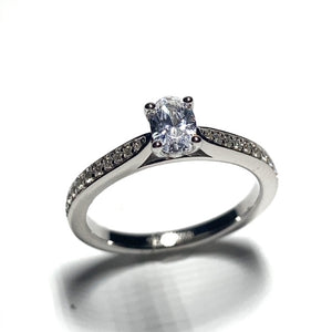 Diamond Ring - Oval 0.50ct Diamond with Diamond set Shoulders