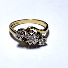 Load image into Gallery viewer, Secondhand 18ct Gold Diamond Trilogy Twist Ring

