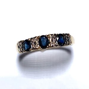 Secondhand Sapphire and Diamond Half Hoop Ring