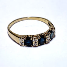 Load image into Gallery viewer, Secondhand Sapphire and Diamond Half Hoop Ring
