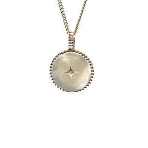9ct Gold Mother of Pearl and Diamond Pendant
