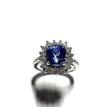 Load image into Gallery viewer, Secondhand Sapphire and Diamond Ring - 3.60ct cushion cut Sapphire

