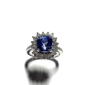 Secondhand Sapphire and Diamond Ring - 3.60ct cushion cut Sapphire