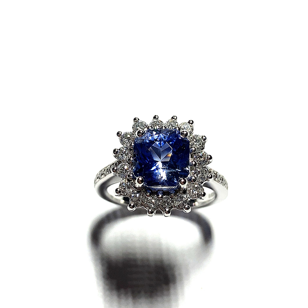 Secondhand Sapphire and Diamond Ring - 3.60ct cushion cut Sapphire