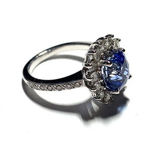 Secondhand Sapphire and Diamond Ring - 3.60ct cushion cut Sapphire