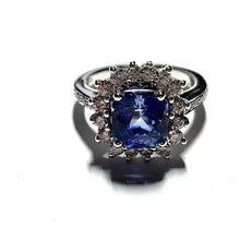 Load image into Gallery viewer, Secondhand Sapphire and Diamond Ring - 3.60ct cushion cut Sapphire
