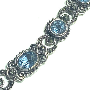 Secondhand Silver Marcasite and Topaz Bracelet