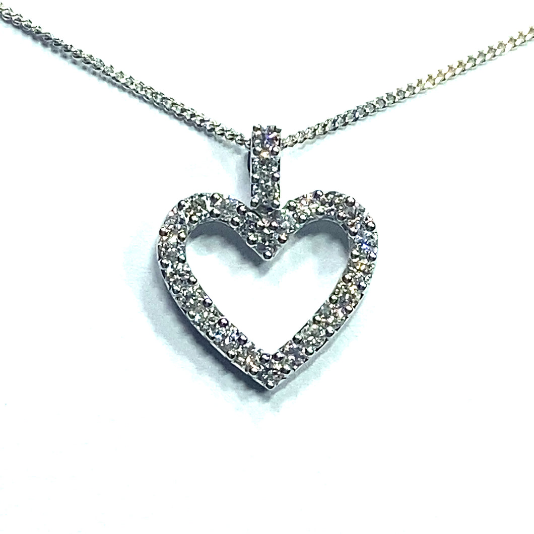 Secondhand 18ct White Gold Diamond Heart Necklace