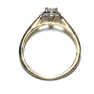 18ct Gold Diamond Halo Ring with Plain Shoulders