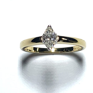 18ct Gold Marquise Single Stone Ring 0.35ct