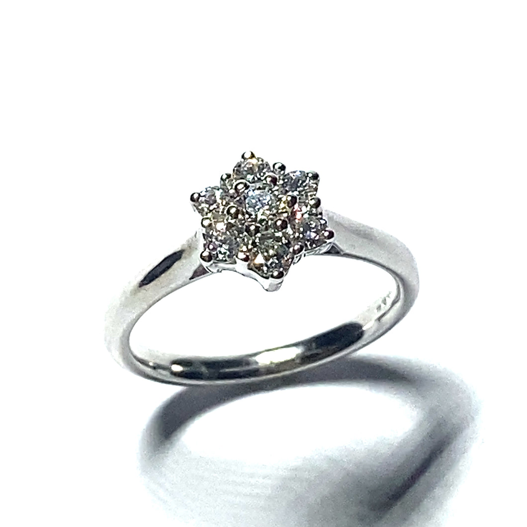 18ct White Gold Diamond Daisy Cluster Ring