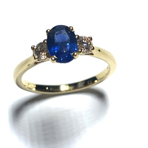 18ct Gold Sapphire and Diamond Trilogy Ring