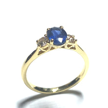 Load image into Gallery viewer, 18ct Gold Sapphire and Diamond Trilogy Ring
