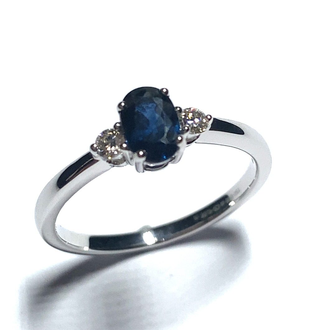 18ct White Gold Sapphire and Diamond Trilogy Ring