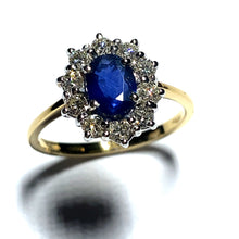 Load image into Gallery viewer, 18ct Gold Sapphire and Diamond Cluster Ring
