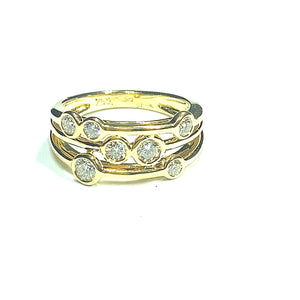 18ct Gold Diamond Multi Row Bubble Ring