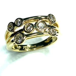 18ct Gold Diamond Multi Row Bubble Ring