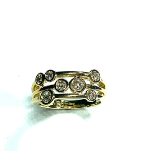 18ct Gold Diamond Multi Row Bubble Ring