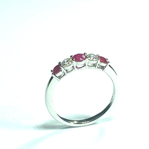 18ct White Gold Ruby and Diamond Five Stone Ring