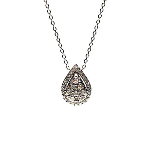 18ct White Gold Diamond Pear Shaped Necklace