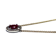 Load image into Gallery viewer, 18ct Gold Ruby and Diamond Oval Halo Necklace
