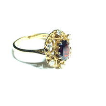 Load image into Gallery viewer, Secondhand 9ct Gold Garnet and Cubic Zirconia Dress Ring
