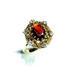 Load image into Gallery viewer, Secondhand 9ct Gold Garnet and Cubic Zirconia Dress Ring
