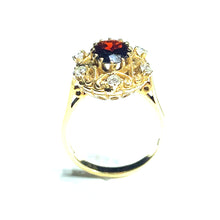 Load image into Gallery viewer, Secondhand 9ct Gold Garnet and Cubic Zirconia Dress Ring
