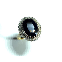Load image into Gallery viewer, Secondhand 9ct Gold Large Sapphire and Diamond Oval Cluster Ring
