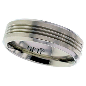 Titanium Ring with Central Grooved Lines