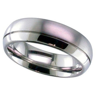Titanium 7mm Court Dual Finish Ring