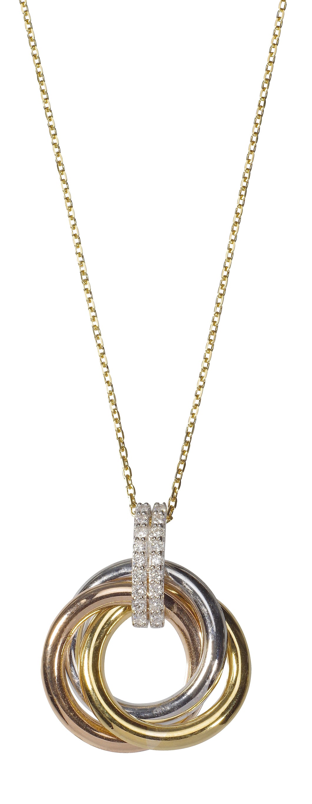 9ct Three Colour Gold Diamond Knot Necklace