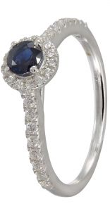 9ct White Gold Sapphire & Diamond Halo Ring