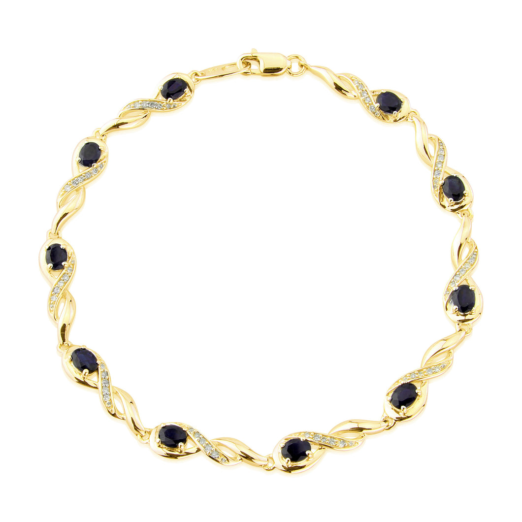 9ct Gold Sapphire and Diamond Bracelet