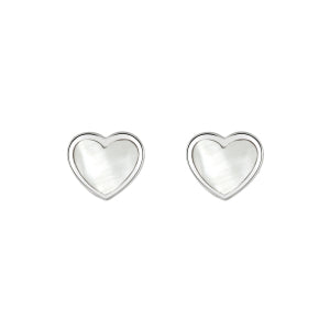 Silver Mother of Pearl Heart Stud Earrings