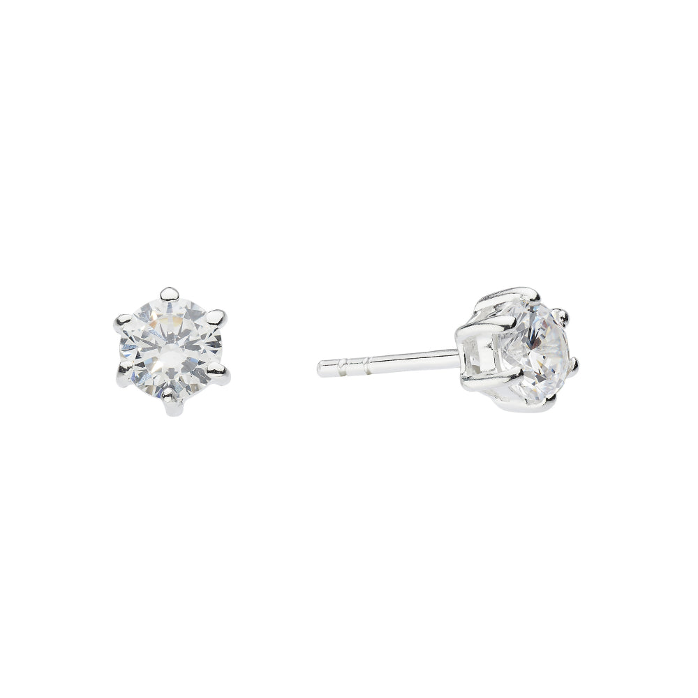 Silver and Cubic Zirconia Claw Set Studs