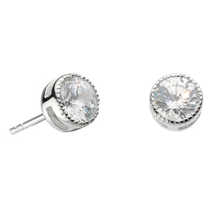 Silver Millgrain Edge Cubic Zirconia Studs