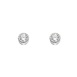 Silver Dinky Vintage Style Cubic Zirconia Studs