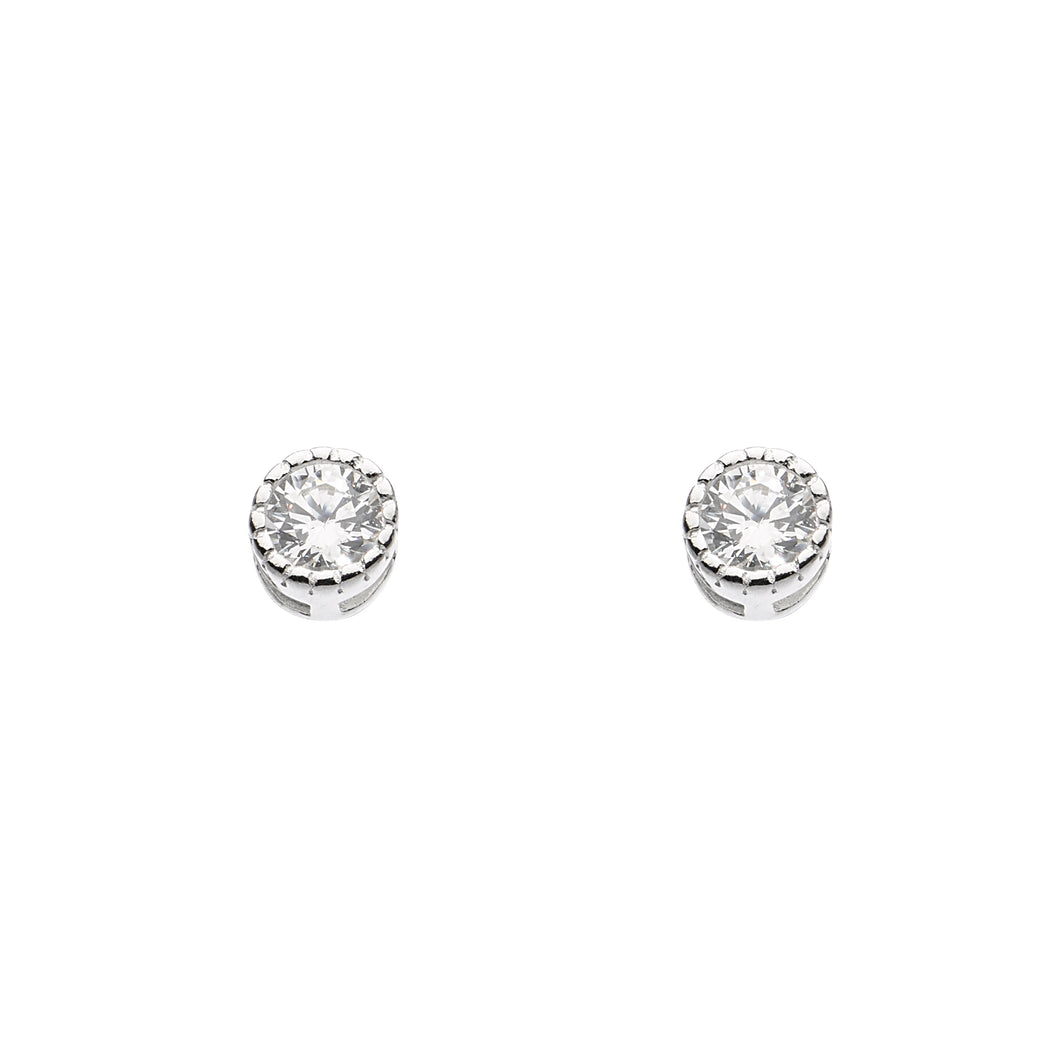 Silver Dinky Vintage Style Cubic Zirconia Studs