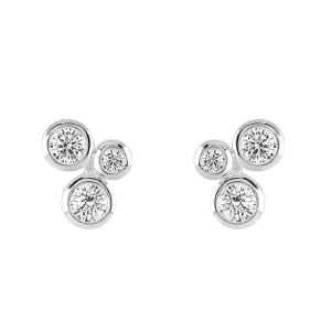 Silver Scattered Cubic Zirconia Stud Earrings