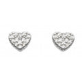 Silver Cubic Zirconia Small Heart Stud Earrings