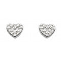 Silver Cubic Zirconia Small Heart Stud Earrings