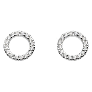 Silver Cubic Zirconia Circle Stud Earrings