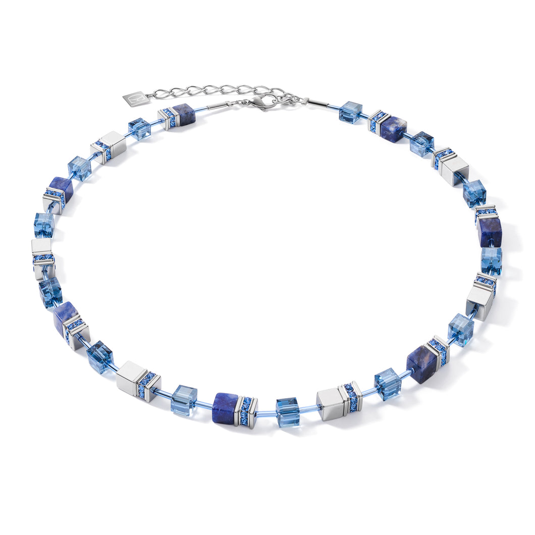 Coeur De Lion GeoCUBE Necklace - Blue Sodalite and Hematite