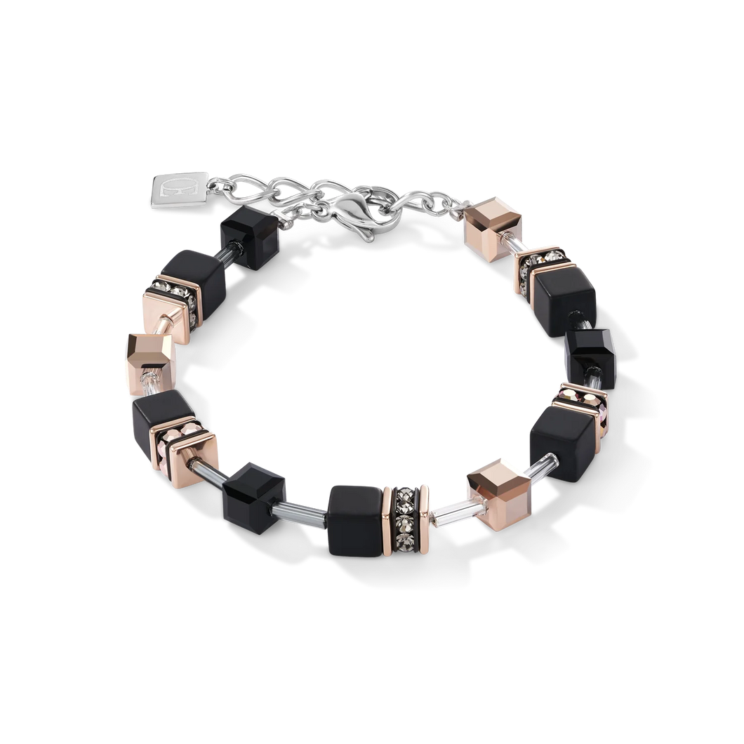 Coeur De Lion GeoCUBE Bracelet - Onyx black and rose gold