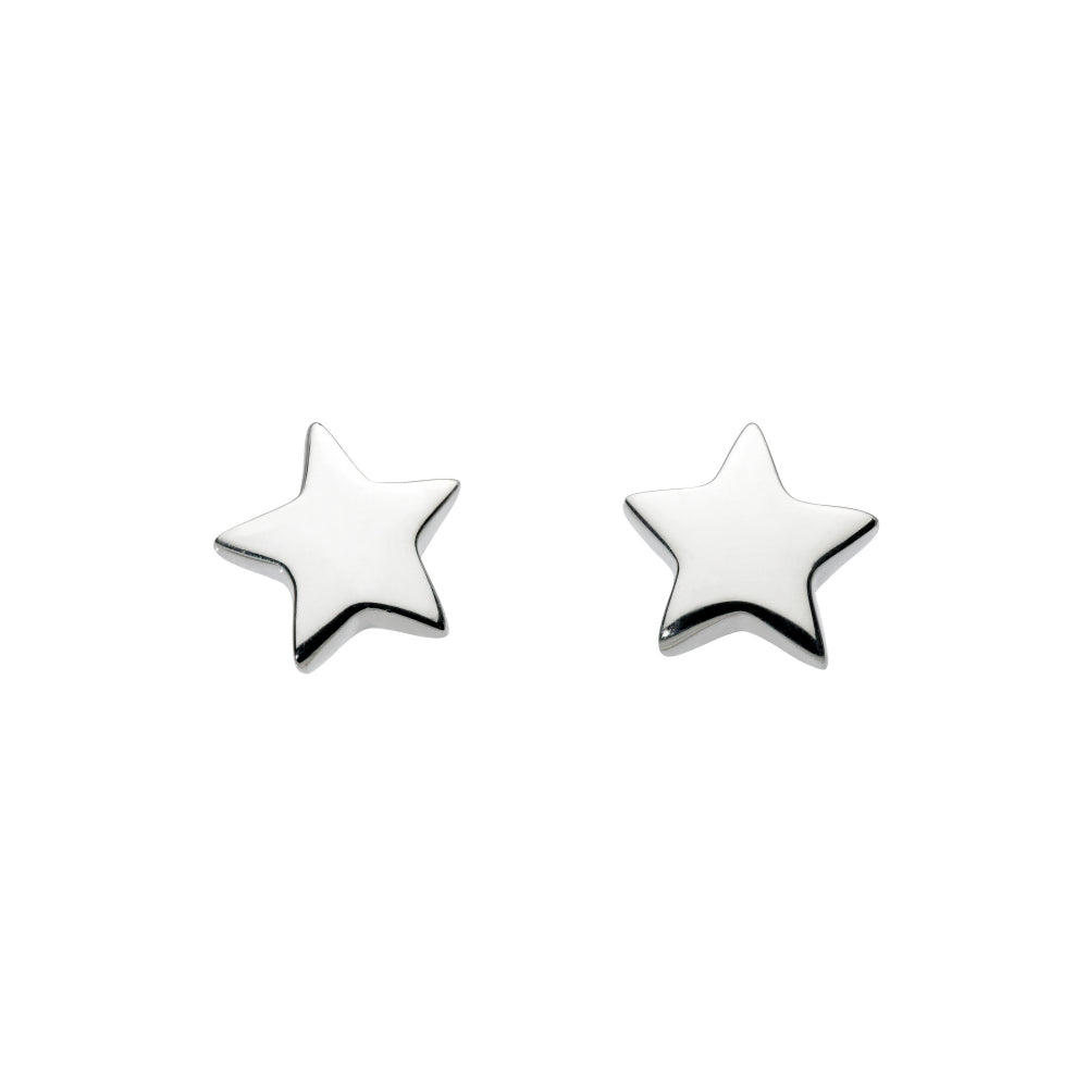 Silver Solid Star Stud Earrings