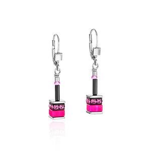 Coeur De Lion GeoCUBE Drop Earrings - Pink Polaris and Rhinestones